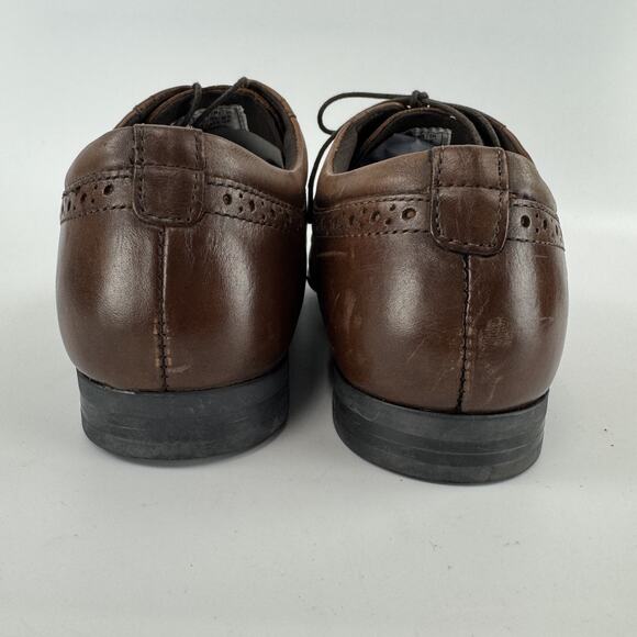 New Kenneth Cole Reaction Wingtip Oxford Zeke Lace Up 12M Cognac Leather READ! main image 4